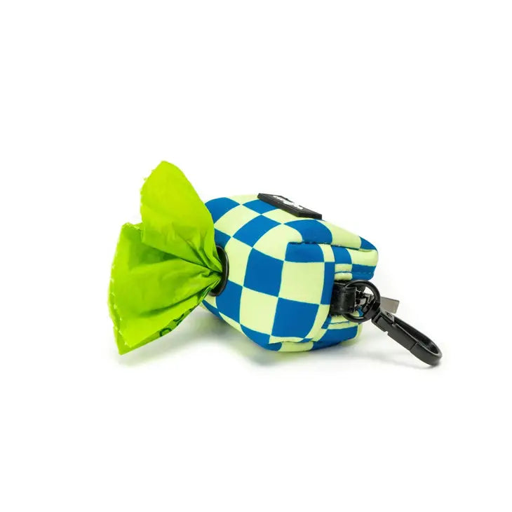 Lucy & Co Poop Bag Holder - Have a Nice Day (Blue/Green Checker)