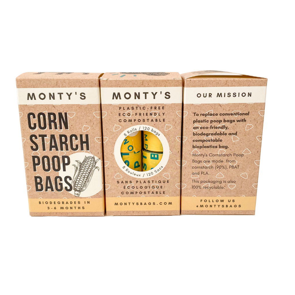 Monty s Compostable Cornstarch Dog Poop Bags 8 Rolls 120 Bags